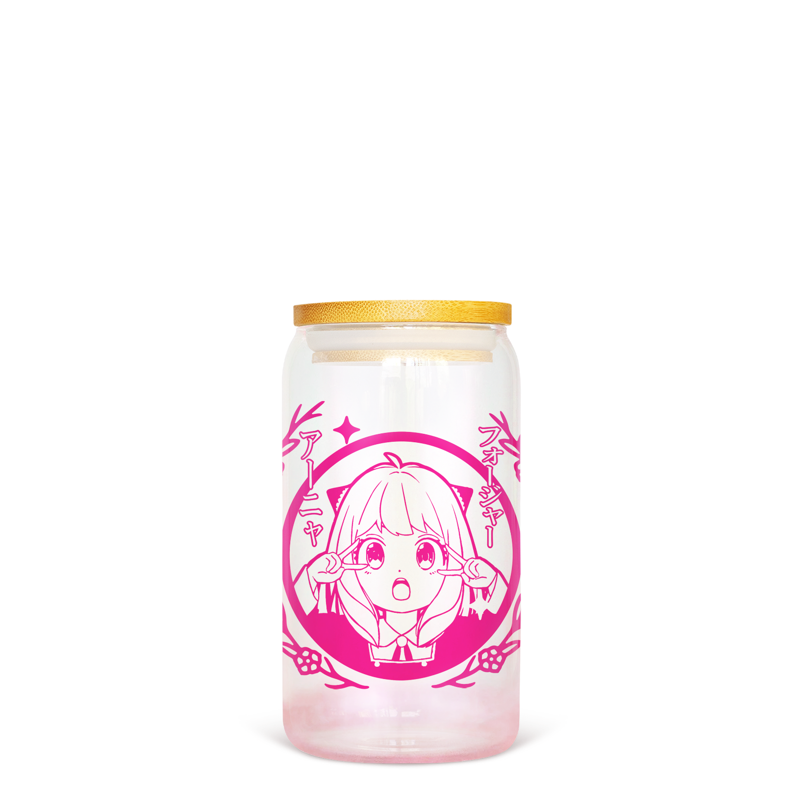 16oz Glass Cup/ Anime Inspired Glass Cup/ SG / Glass Cup with Lid/ Anime Cup